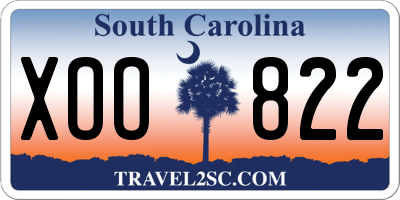 SC license plate XOO822