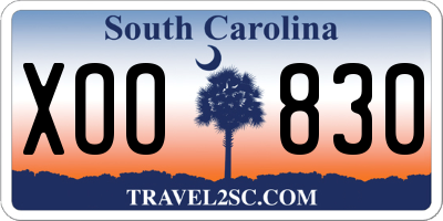 SC license plate XOO830