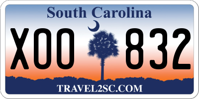 SC license plate XOO832