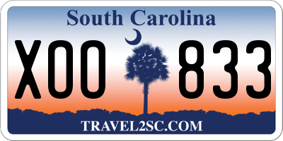 SC license plate XOO833