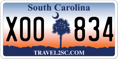 SC license plate XOO834