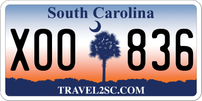 SC license plate XOO836