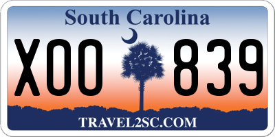 SC license plate XOO839