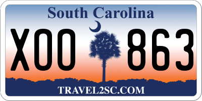 SC license plate XOO863