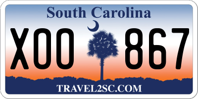 SC license plate XOO867