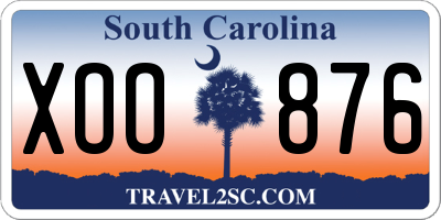 SC license plate XOO876
