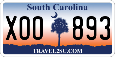 SC license plate XOO893