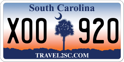 SC license plate XOO920