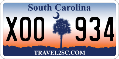 SC license plate XOO934