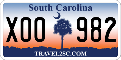 SC license plate XOO982