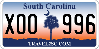 SC license plate XOO996