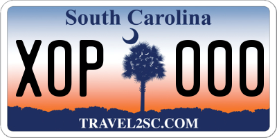 SC license plate XOP000