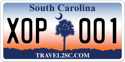 SC license plate XOP001