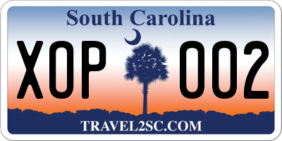 SC license plate XOP002