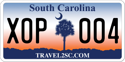 SC license plate XOP004