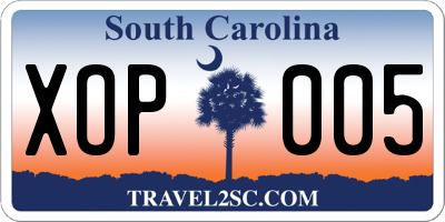 SC license plate XOP005