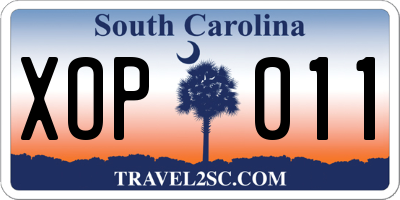 SC license plate XOP011