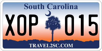 SC license plate XOP015
