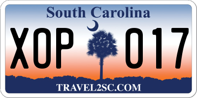 SC license plate XOP017