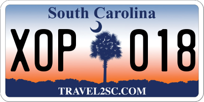 SC license plate XOP018