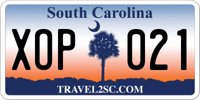 SC license plate XOP021