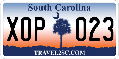 SC license plate XOP023