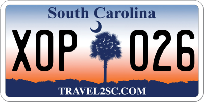 SC license plate XOP026
