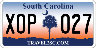 SC license plate XOP027