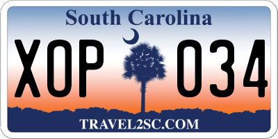 SC license plate XOP034