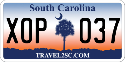 SC license plate XOP037