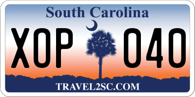 SC license plate XOP040