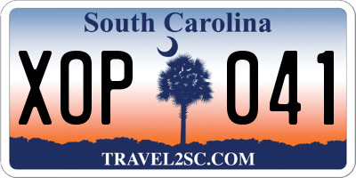 SC license plate XOP041
