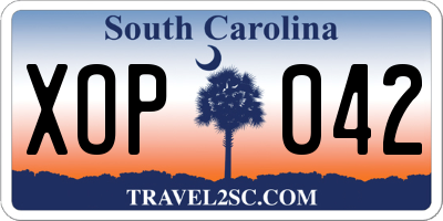 SC license plate XOP042