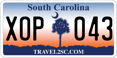 SC license plate XOP043