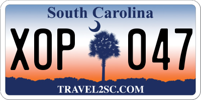 SC license plate XOP047