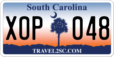 SC license plate XOP048