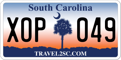 SC license plate XOP049