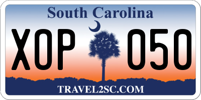 SC license plate XOP050