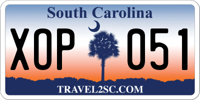 SC license plate XOP051