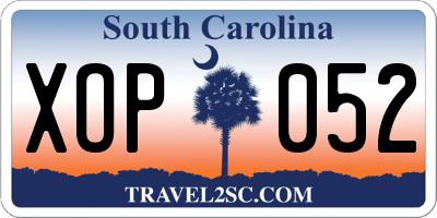 SC license plate XOP052