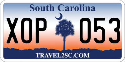 SC license plate XOP053