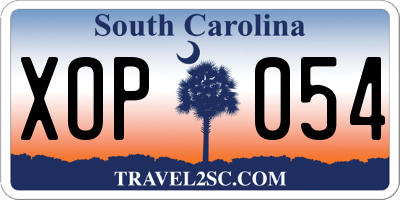 SC license plate XOP054