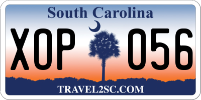 SC license plate XOP056