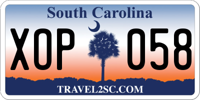 SC license plate XOP058