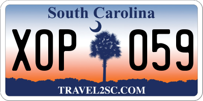 SC license plate XOP059