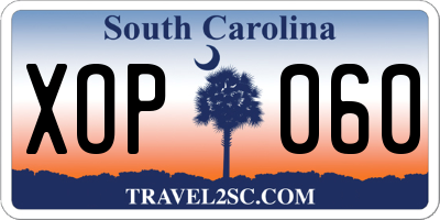 SC license plate XOP060