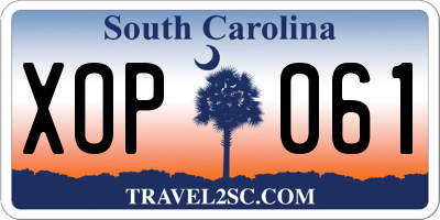 SC license plate XOP061