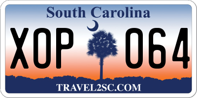 SC license plate XOP064