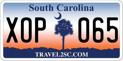 SC license plate XOP065