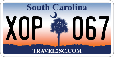 SC license plate XOP067